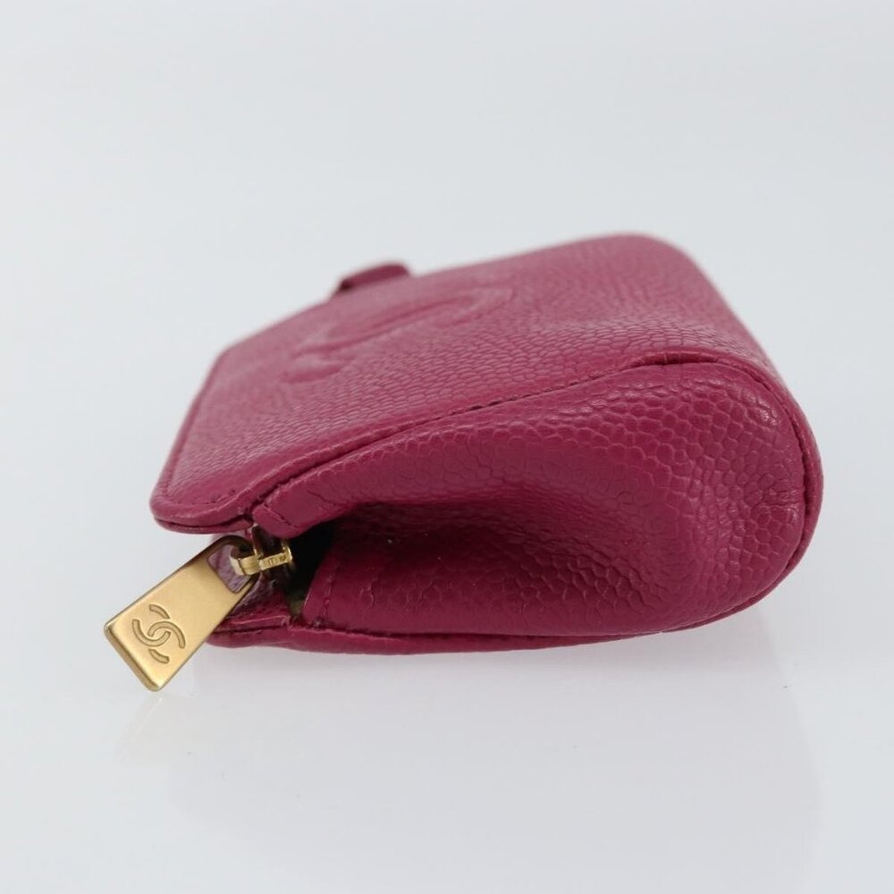 CHANEL COCO Mark Pouch Grained Calf Skin Pink Gold CC Auth 152429 - Picture 4 of 16